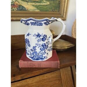 Vintage Mason's Manchu Pattern Ironstone Pitcher Vintage Ironstone Blue & White